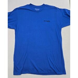 Columbia PFG Mens XL T Shirt Blue Chasing Good Times Fishing Boat Graphic